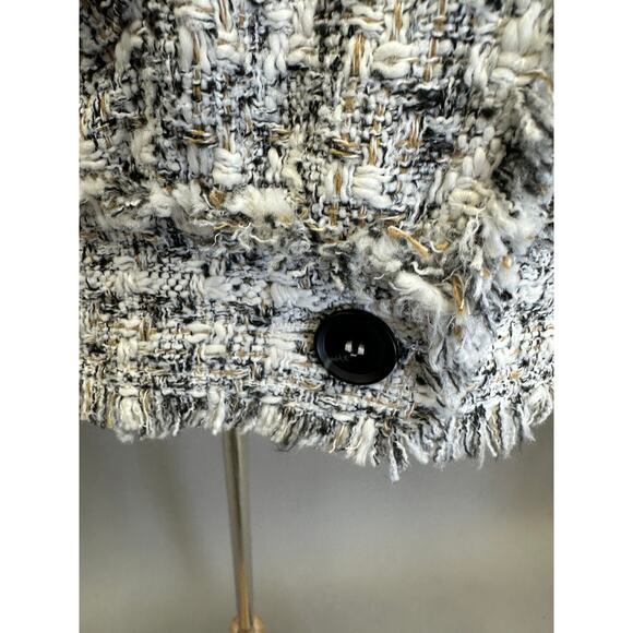 H&M Parisian Tweed Boucle Bomber Jacket Size XS Oversize white black tan - Picture 3 of 14